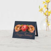 Gorgeous Orange Red Peony Floral Bouquet Birthday カード (黄色い花)