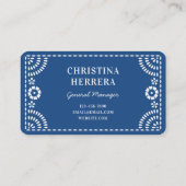 Gorgeous Ornate Blue Papel Picado Frame Catering 名刺 (裏面)