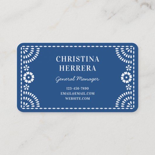 Gorgeous Ornate Blue Papel Picado Frame Catering 名刺 (裏面)