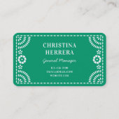 Gorgeous Ornate Green Papel Picado Frame Catering 名刺 (裏面)