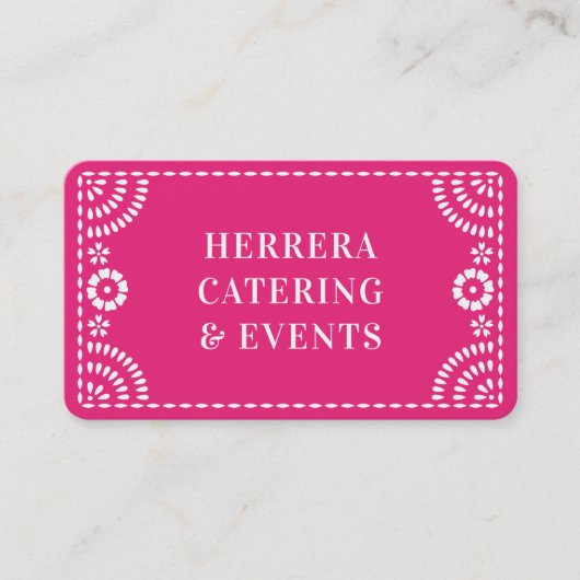 Gorgeous Ornate Hot Pink Papel Picado Catering 名刺 (正面)