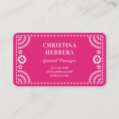 Gorgeous Ornate Hot Pink Papel Picado Catering 名刺 (裏面)