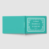 Gorgeous Ornate Papel Picado Aqua Wedding  ゲストブック (全面)