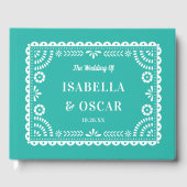 Gorgeous Ornate Papel Picado Aqua Wedding  ゲストブック (正面)