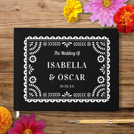 Gorgeous Ornate Papel Picado Black Wedding  ゲストブック