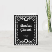 Gorgeous Ornate Papel Picado Black White Wedding サンキューカード (正面)