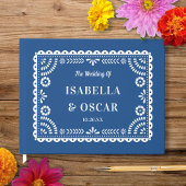 Gorgeous Ornate Papel Picado Blue Wedding ゲストブック