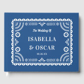Gorgeous Ornate Papel Picado Blue Wedding  ゲストブック (正面)