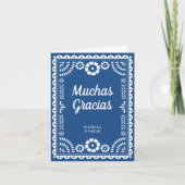 Gorgeous Ornate Papel Picado Blue Wedding サンキューカード (正面)
