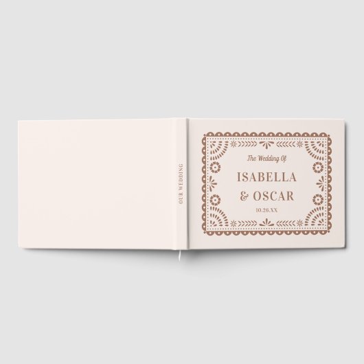 Gorgeous Ornate Papel Picado Chic Neutral Wedding  ゲストブック (全面)