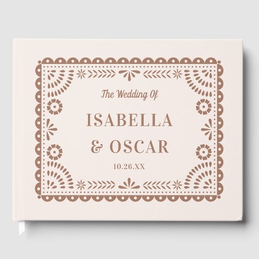 Gorgeous Ornate Papel Picado Chic Neutral Wedding  ゲストブック (正面)
