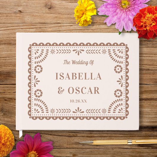 Gorgeous Ornate Papel Picado Chic Neutral Wedding  ゲストブック