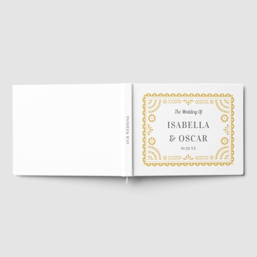 Gorgeous Ornate Papel Picado Chic Neutral Wedding  ゲストブック (全面)