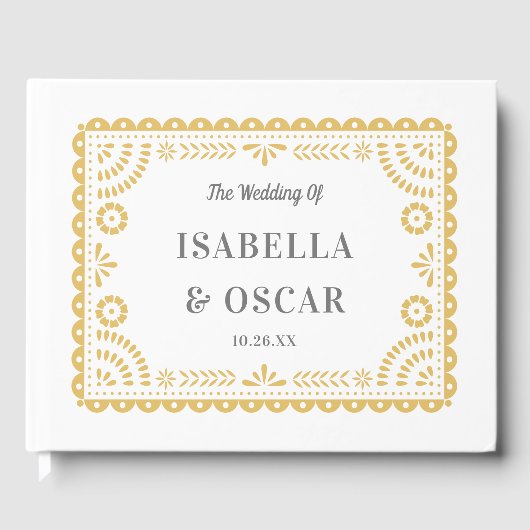 Gorgeous Ornate Papel Picado Chic Neutral Wedding  ゲストブック (正面)