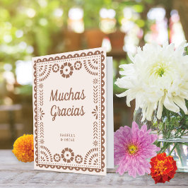 Gorgeous Ornate Papel Picado Chic Neutral Wedding サンキューカード