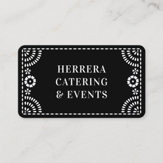 Gorgeous Ornate Papel Picado Frame Black White  名刺 (正面)