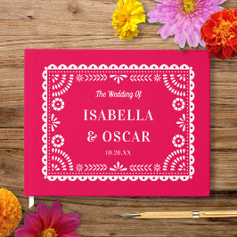 Gorgeous Ornate Papel Picado Hot Pink Wedding  ゲストブック