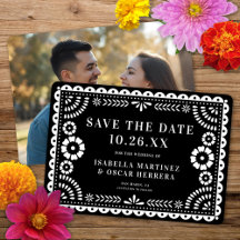 Gorgeous Ornate Papel Picado Photo Black Wedding