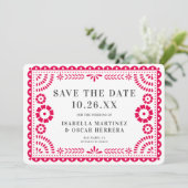 Gorgeous Ornate Papel Picado Photo Pink Wedding セーブザデート (スタンド正面)