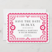 Gorgeous Ornate Papel Picado Photo Pink Wedding セーブザデート (正面)