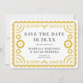 Gorgeous Ornate Papel Picado Photo Yellow Wedding セーブザデート (正面)