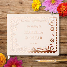 Gorgeous Ornate Papel Picado Rose Gold Wedding  ゲストブック