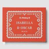 Gorgeous Ornate Papel Picado Warm Red Wedding  ゲストブック (正面)
