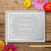 Gorgeous Ornate Papel Picado Wedding Silver ゲストブック