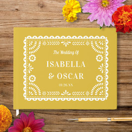 Gorgeous Ornate Papel Picado Yellow Wedding  ゲストブック