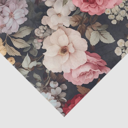 Gorgeous Painted Flowers on a Dark Background 薄葉紙 (詳細)