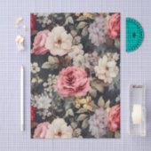 Gorgeous Painted Flowers on a Dark Background 薄葉紙 (クラフト)