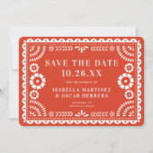 Gorgeous Papel Picado Photo Warm Red Wedding セーブザデート (正面)