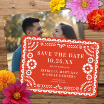 Gorgeous Papel Picado Photo Warm Red Wedding