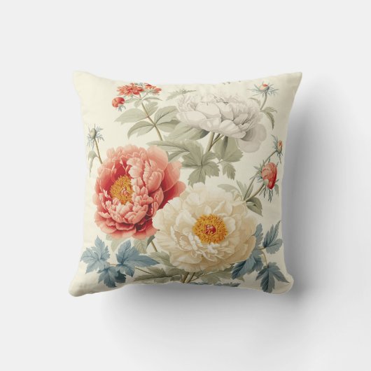 Gorgeous Peonies Seamless Pattern クッション (裏面)