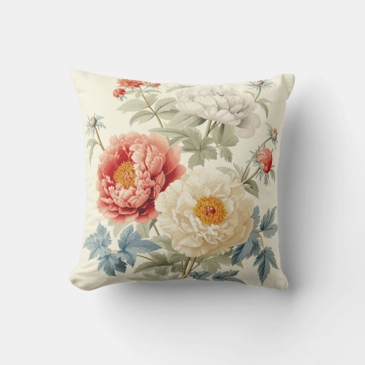 Gorgeous Peonies Seamless Pattern クッション (正面)