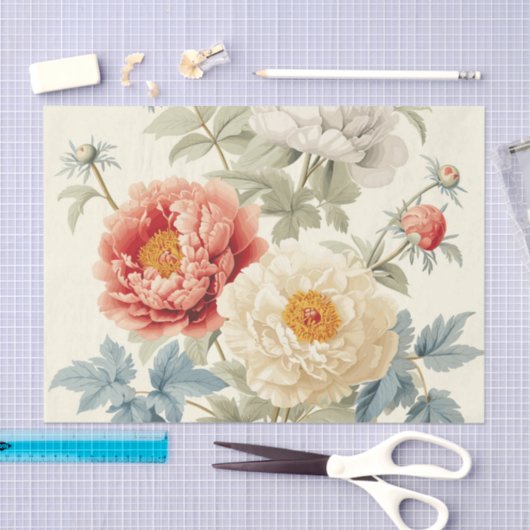 Gorgeous Peonies Seamless Pattern 薄葉紙 (クラフト)