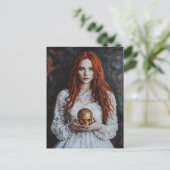 Gorgeous Red haired Woman With a Gold Skull ポストカード (スタンド正面)