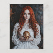 Gorgeous Red haired Woman With a Gold Skull ポストカード (正面)