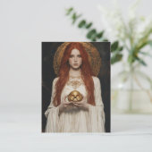 Gorgeous Red haired Woman With a Golden Skull ポストカード (スタンド正面)