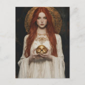Gorgeous Red haired Woman With a Golden Skull ポストカード (正面)