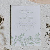 Gorgeous Sage Line Art Wedding 招待状