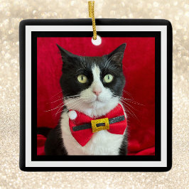 Gorgeous Tuxedo Cat Christmas Ornament  セラミックオーナメント