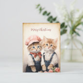 Gorgeous Two Kitten Family Christmas ポストカード (スタンド正面)