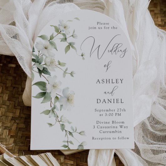 Gorgeous Wildflowers Elegant Arch Wedding 招待状