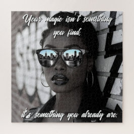 Gorgeous Woman in City with Sunglasses and Quote ジグソーパズル