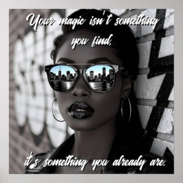Gorgeous Woman in City with Sunglasses and Quote ポスター