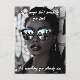 Gorgeous Woman in City with Sunglasses and Quote ポストカード