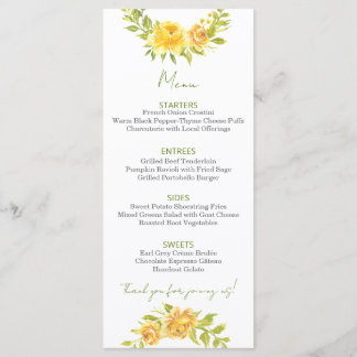 Gorgeous Yellow Floral Menu メニュー