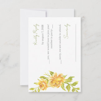 Gorgeous Yellow Floral Wedding Response Card 出欠カード