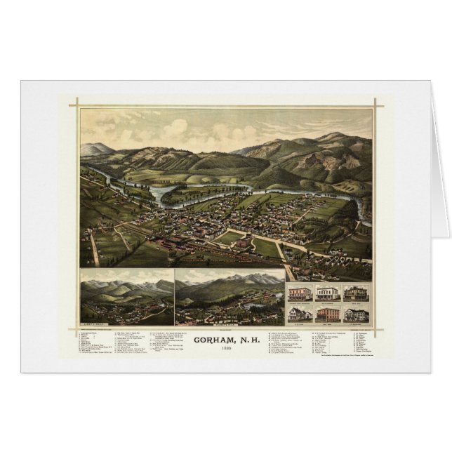 GorhamのNHのパノラマ式の地図- 1888年 (正面横)